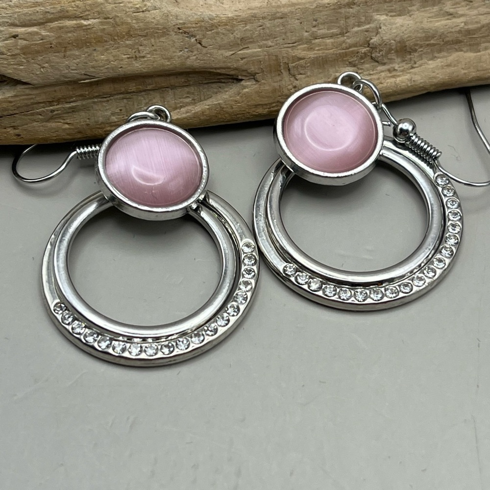 Elegant Pink and Silver Earrings